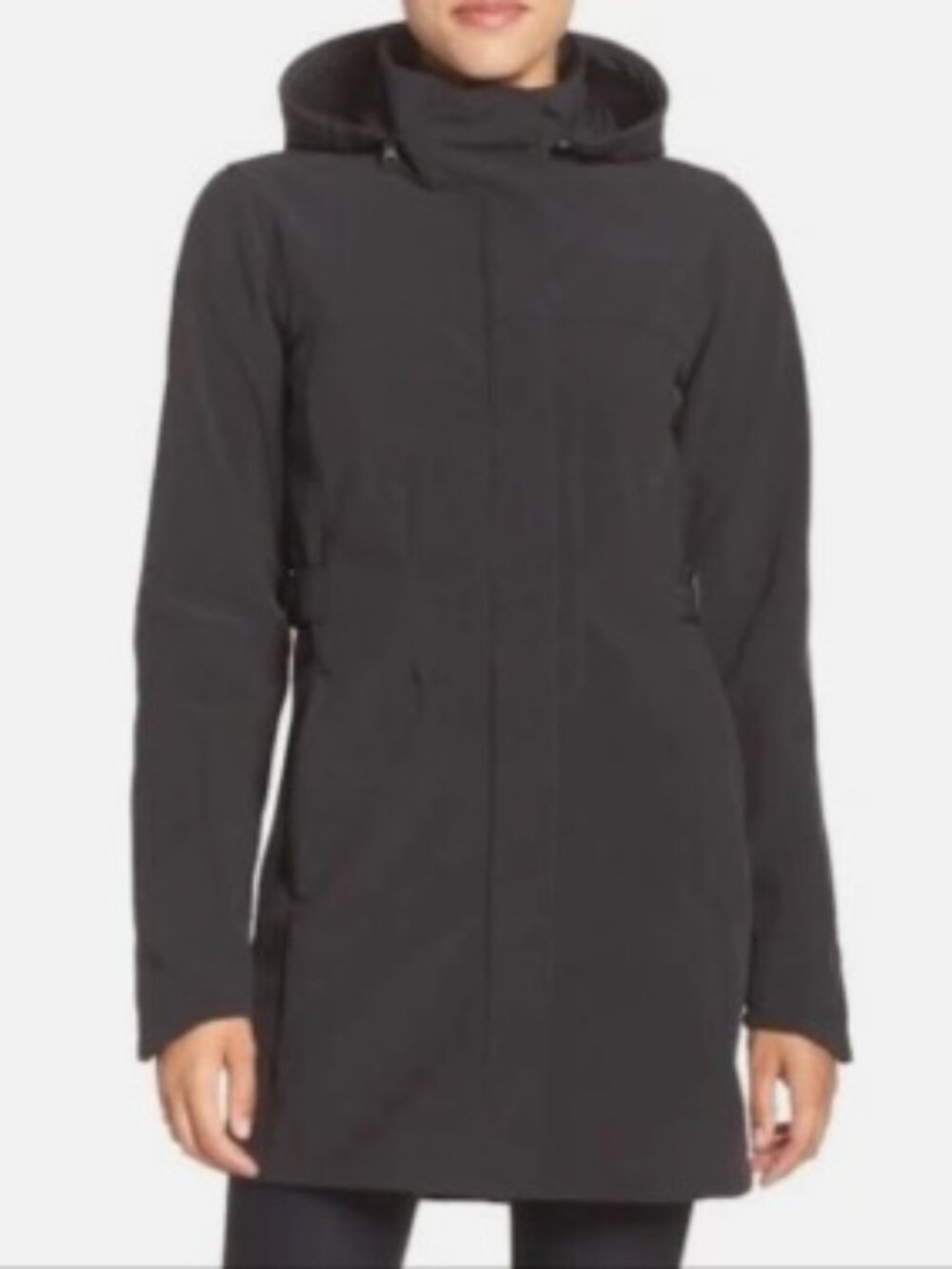 The North Face Apex Bionic Trench Jacket- SZ Med, mid-length with hood and belt